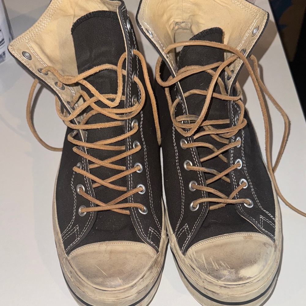 HOOD High-Top Black Canvas Sneakers